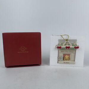 Lenox Bless This Home Fireplace 3.5"‎ White Porcelain Ornament Home Decor